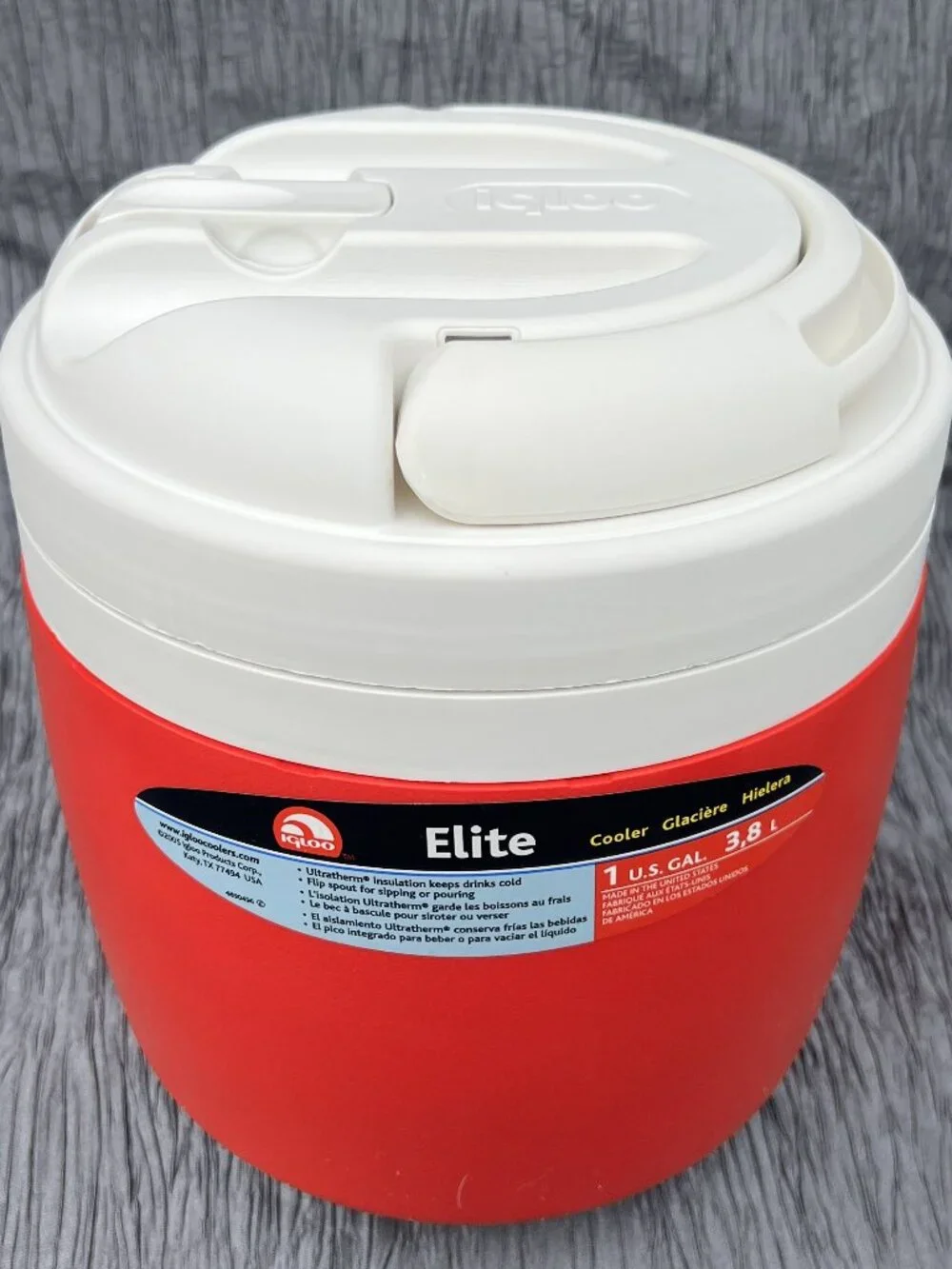 Vtg IGLOO Elite 1 gallon Water Cooler Dog K9 Training Drinking Red & White USA